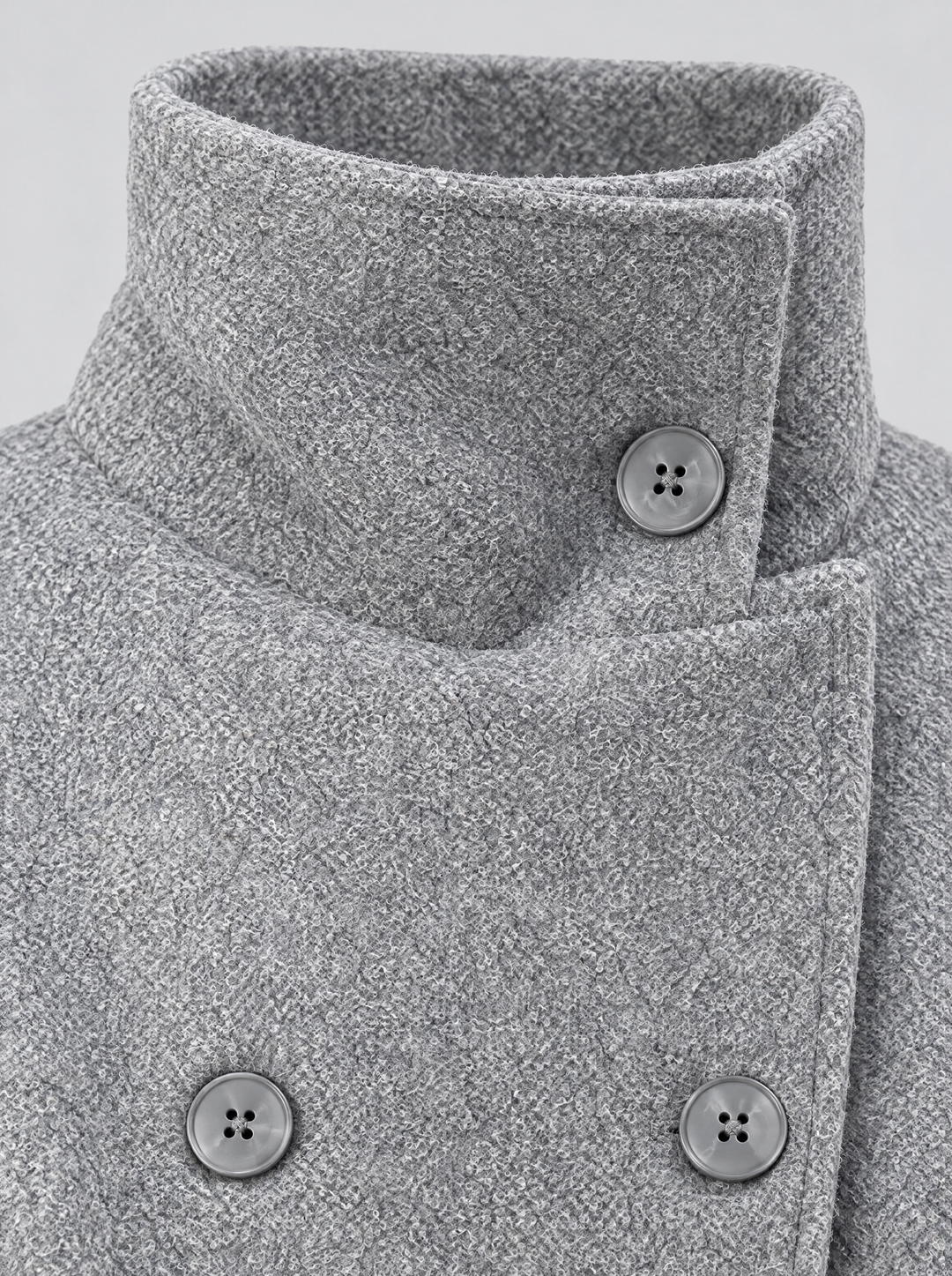 Clarissa short winter coat collar detail, gray