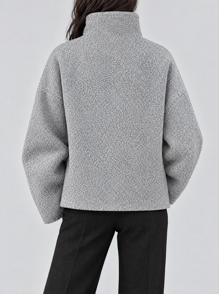 Clarissa short winter coat back view, gray