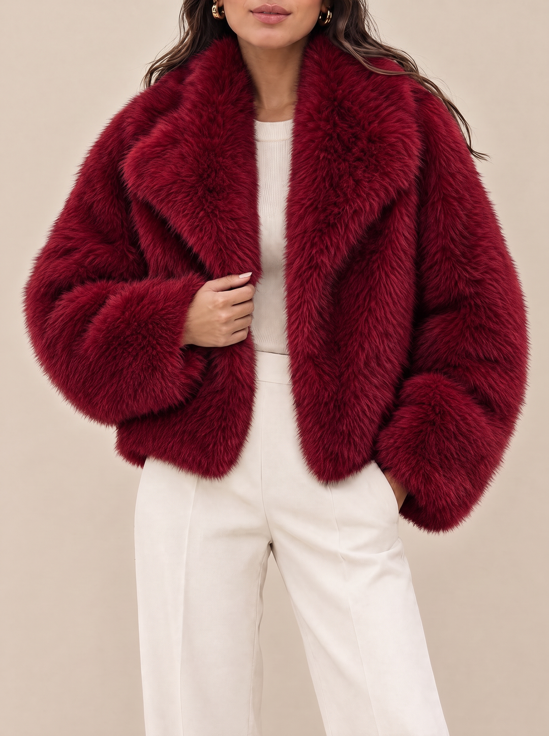Jenna faux fur coat burgundy