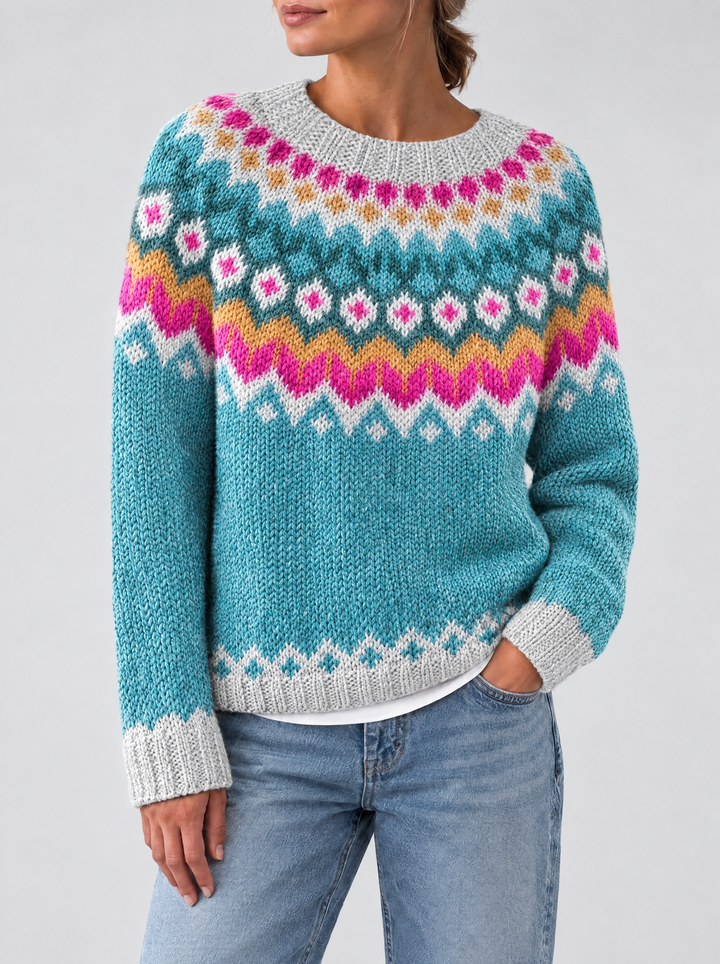 Mira Fair Isle sweater sea blue