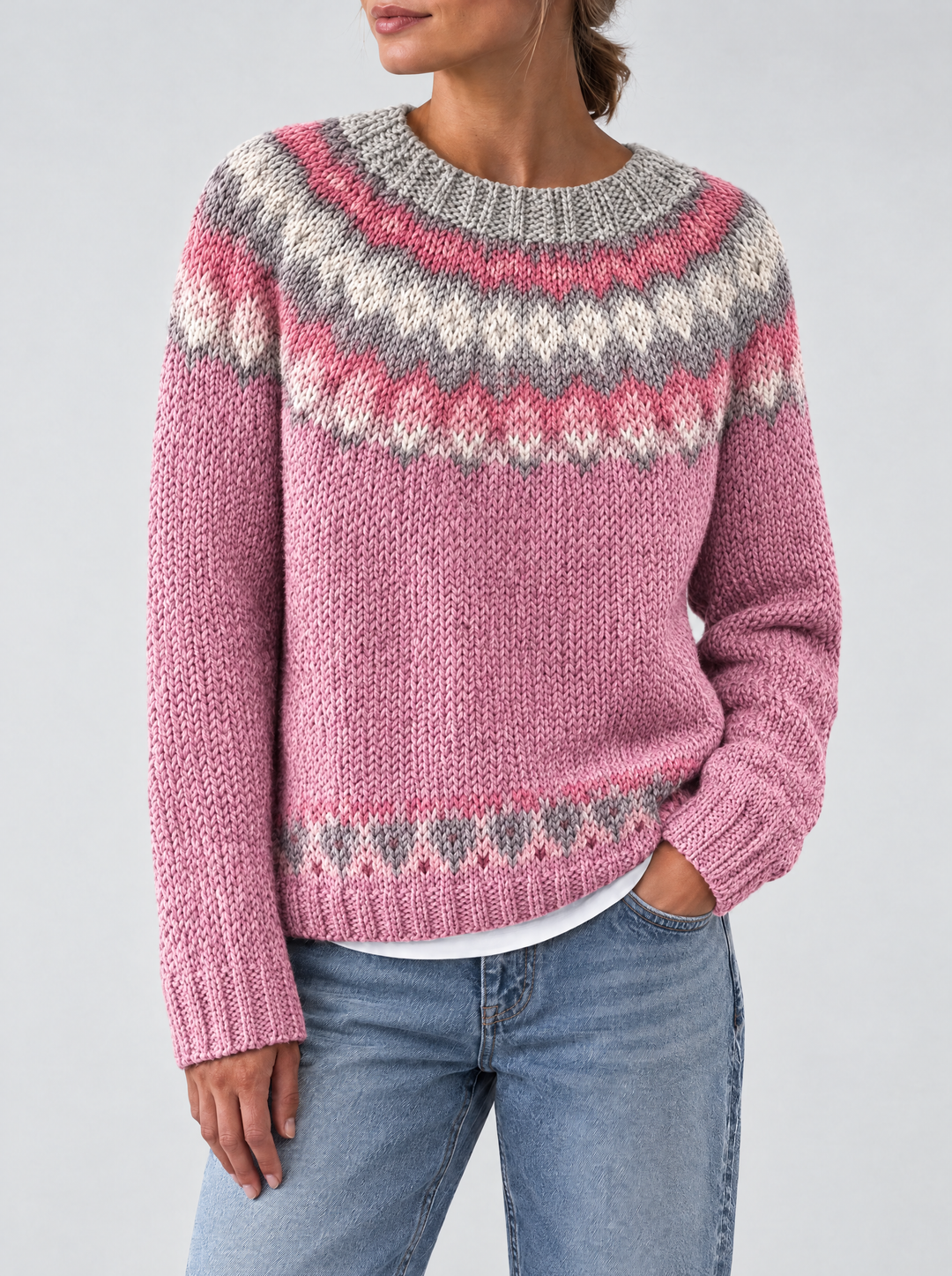 Mira Fair Isle sweater pink