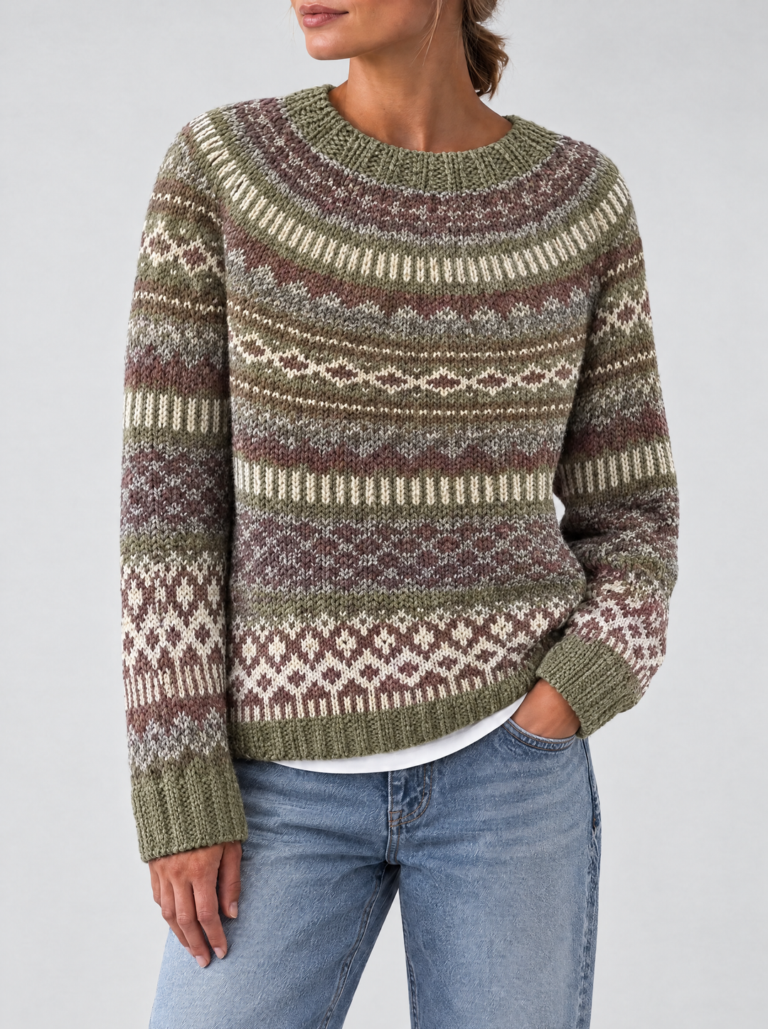 Mira Fair Isle sweater olive