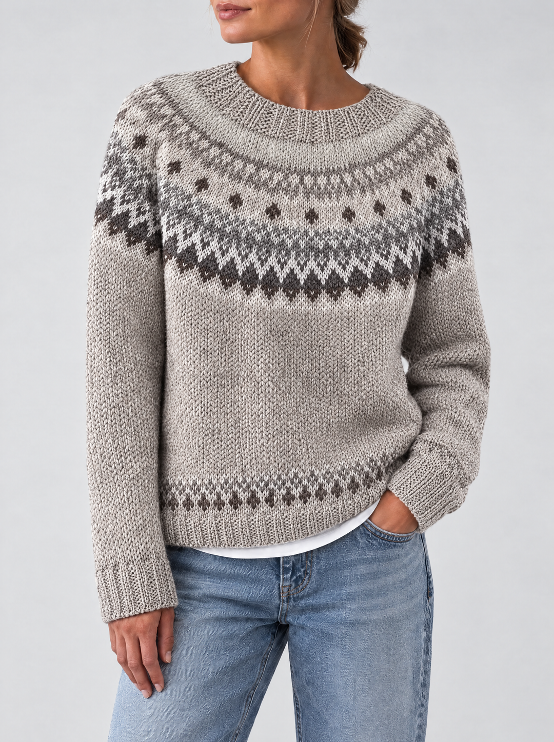 Mira Fair Isle sweater beige