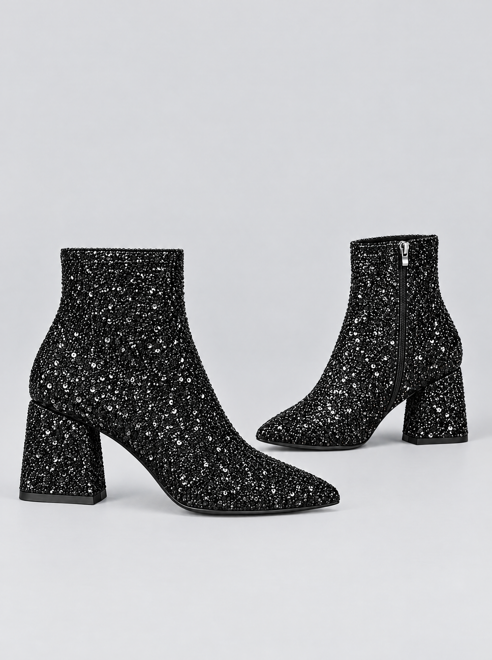 Stella glitter ankle boots side view, black