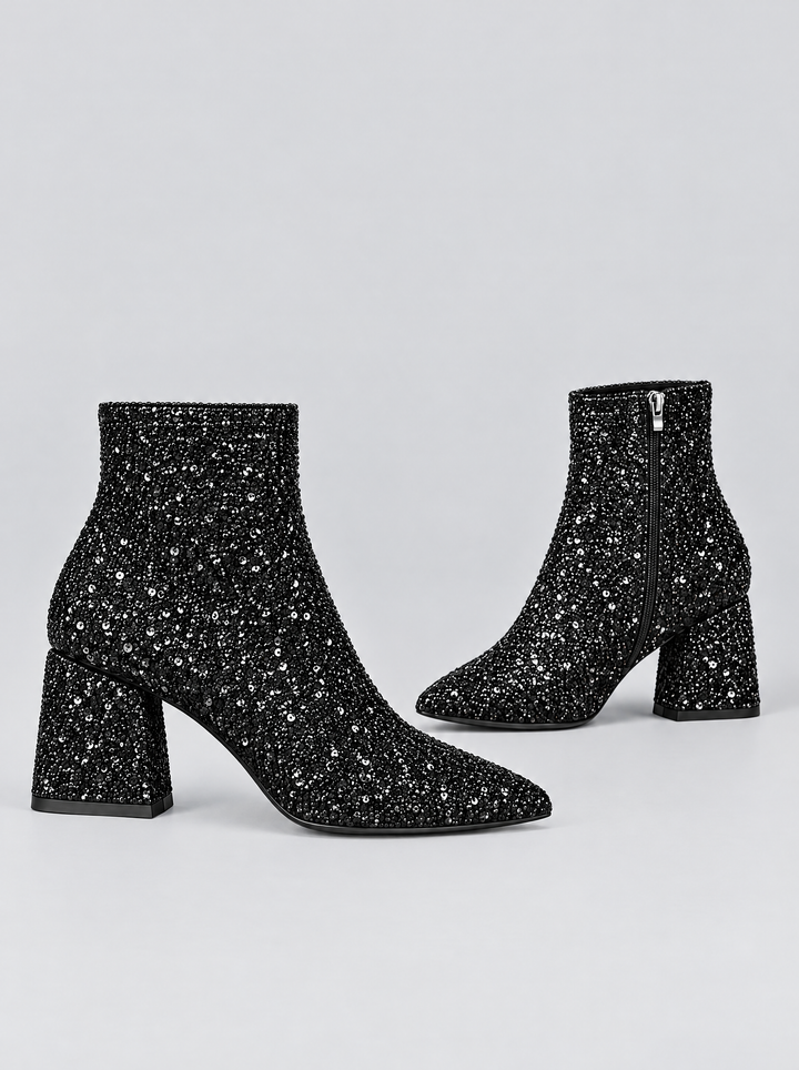 Stella glitter ankle boots side view, black