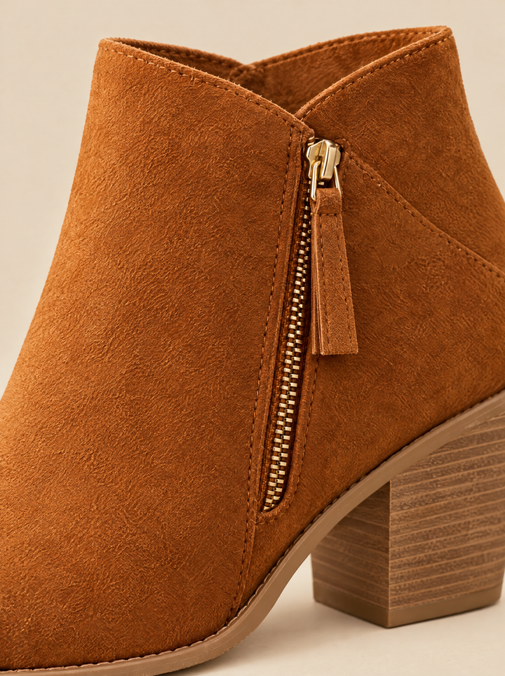 Vera ankle boots zip detail, tan