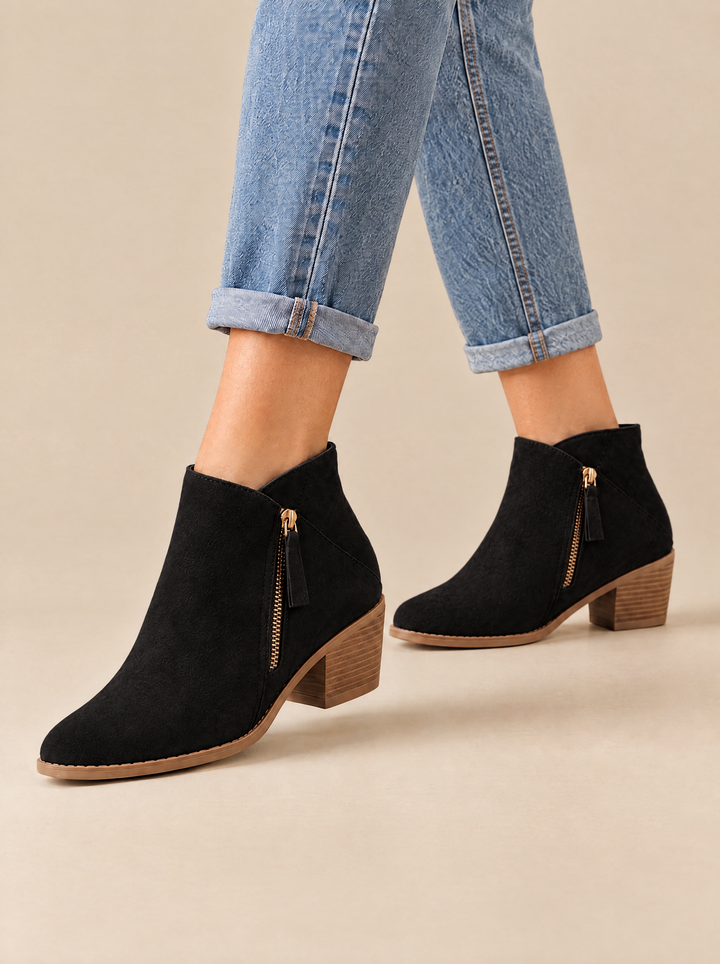 Vera block heel ankle boots black