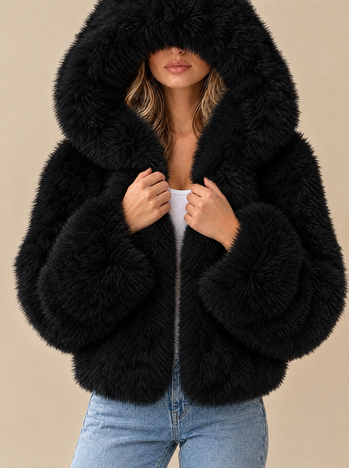 Henna faux fur jacket black