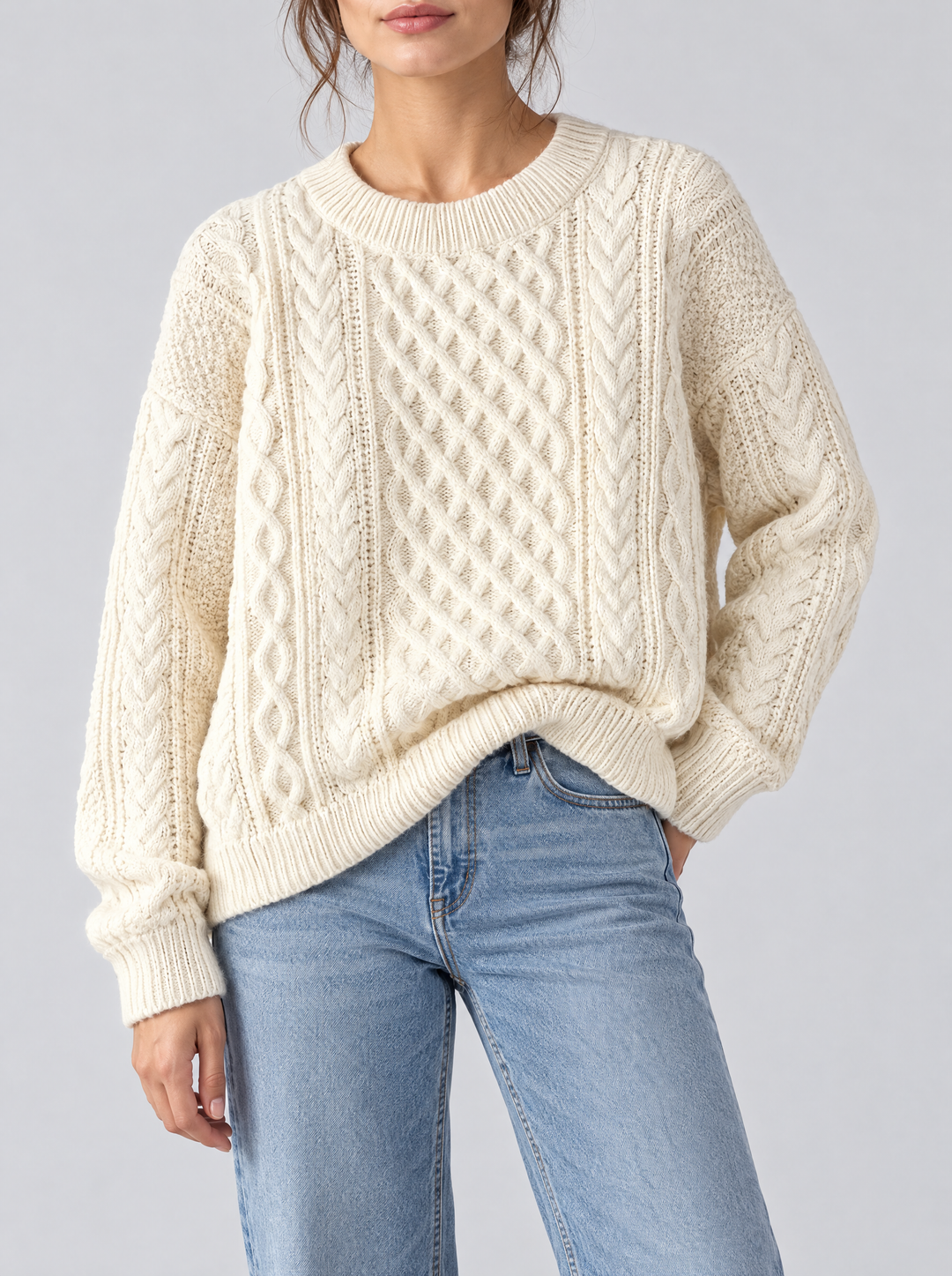Fern cable knit sweater cream
