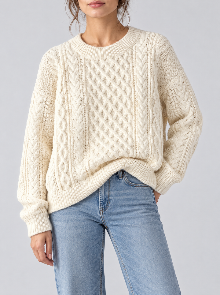 Fern cable knit sweater cream