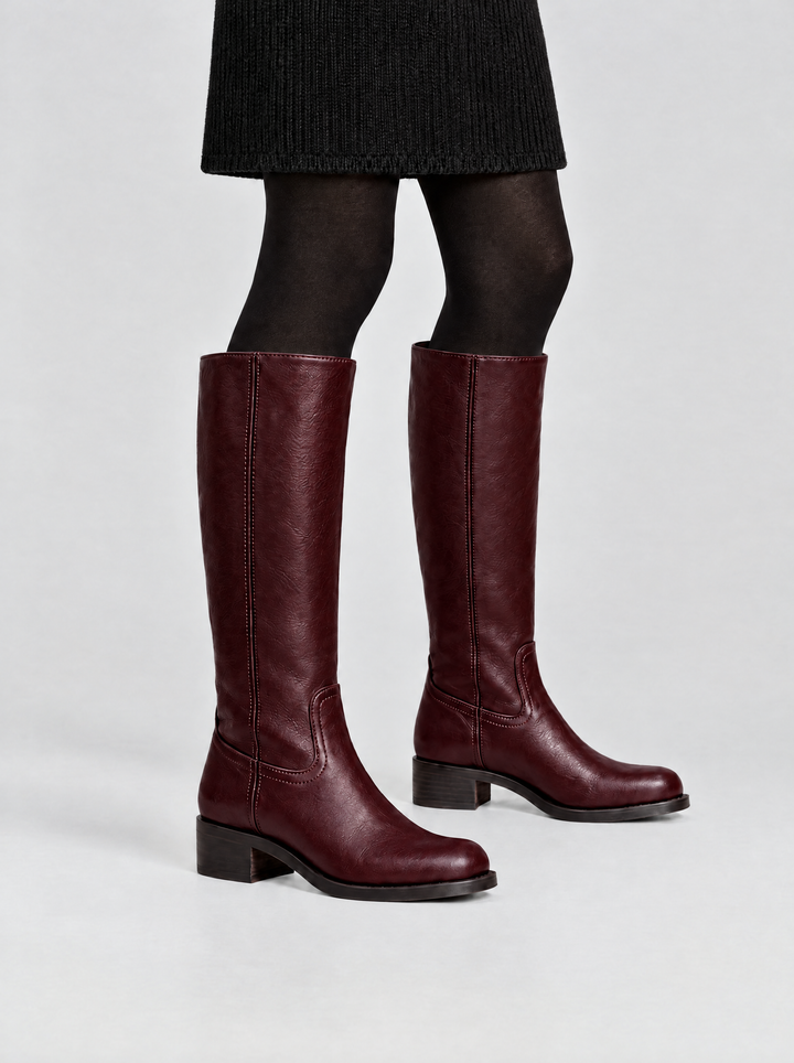 Megan knee high riding boots, red
