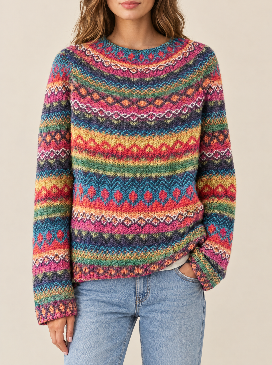 Silvia oversized fair isle sweater rainbow