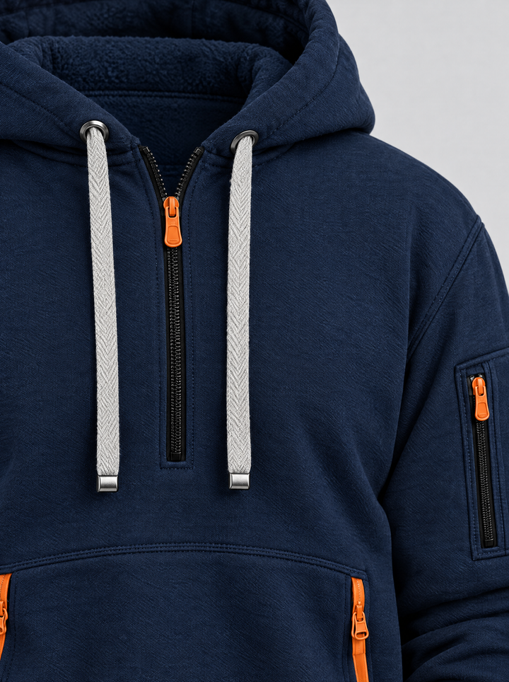 Caleb hoodie detail, navy