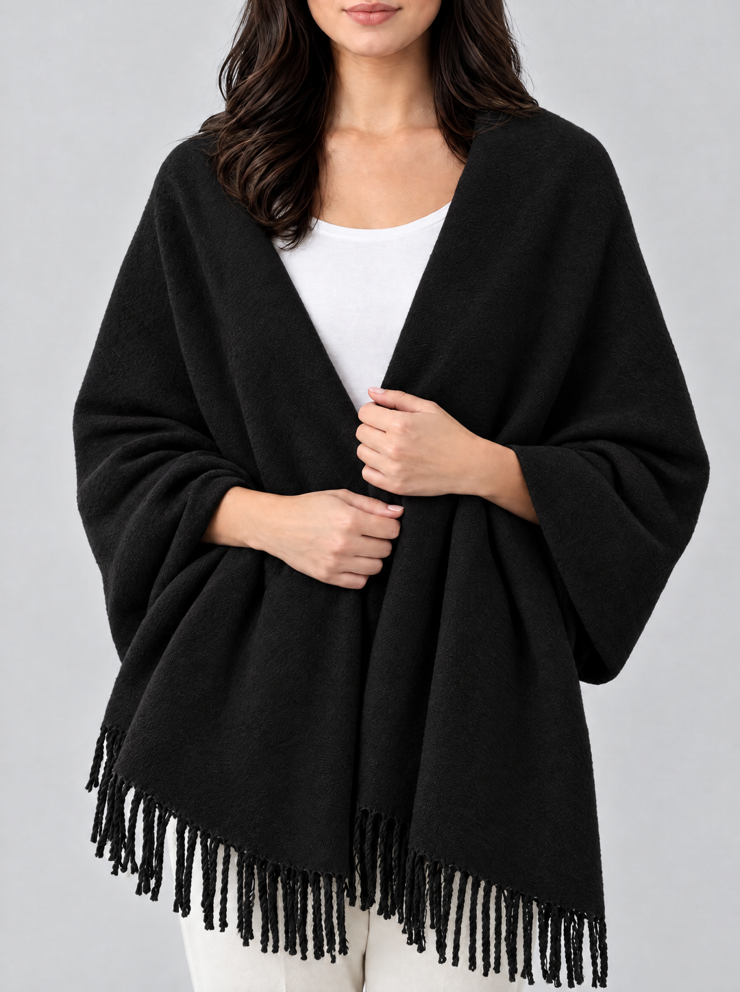 Coleen oversized checked blanket scarf, black