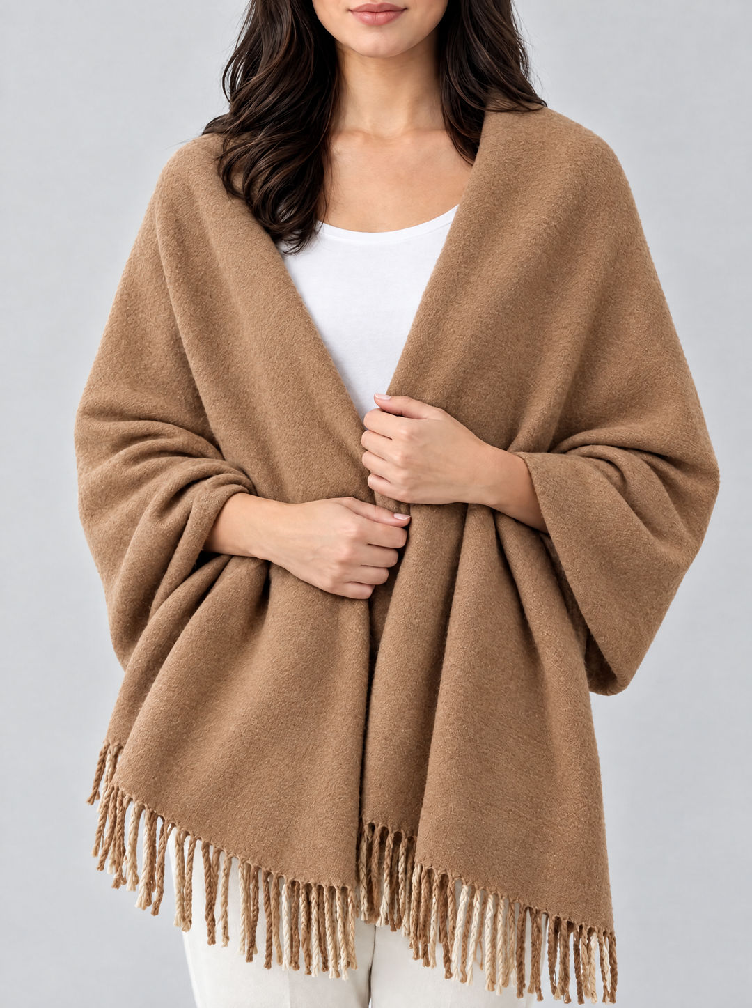 Coleen oversized checked blanket scarf, brown