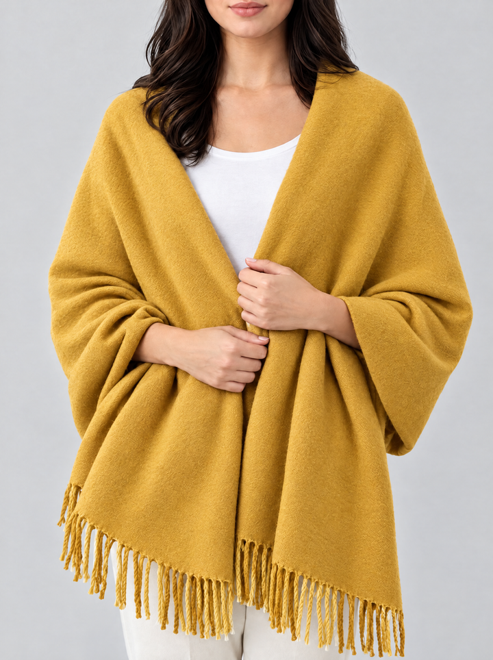 Coleen oversized checked blanket scarf, yellow