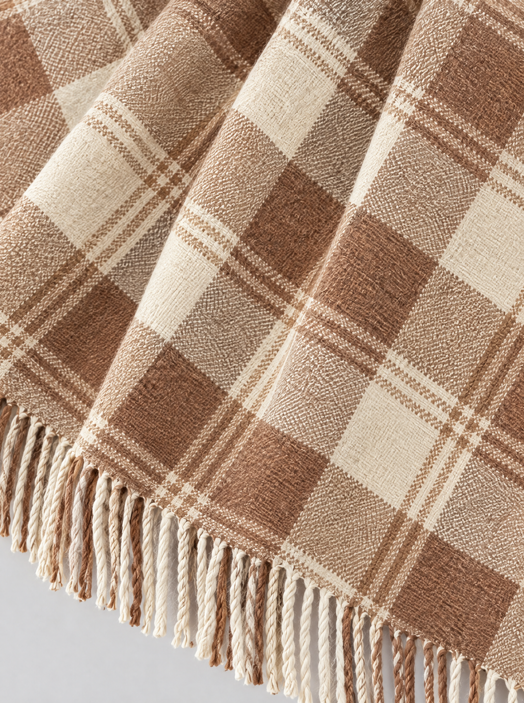 Coleen oversized checked blanket scarf detail, beige