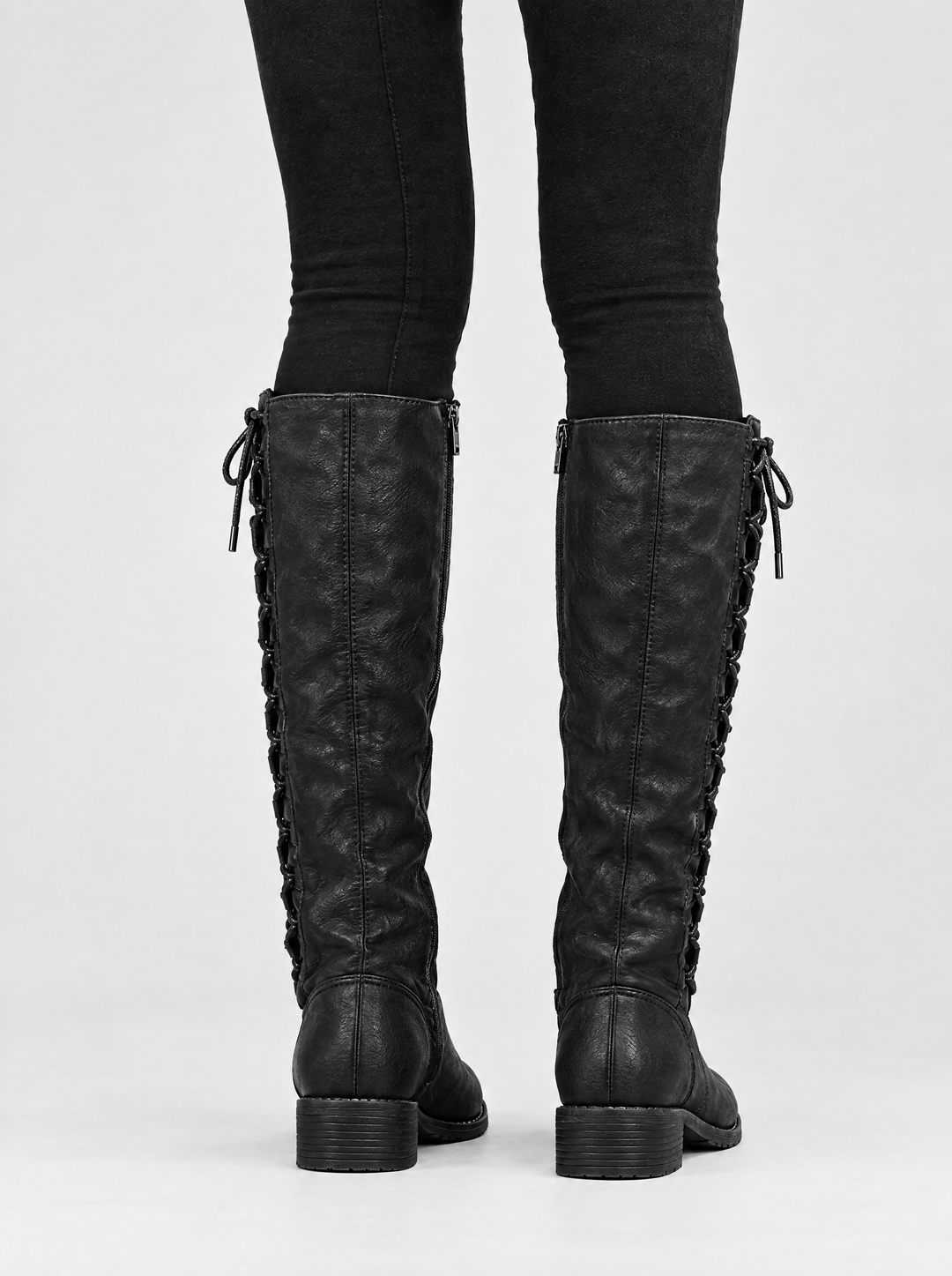 Elena knee high boots, back view, black