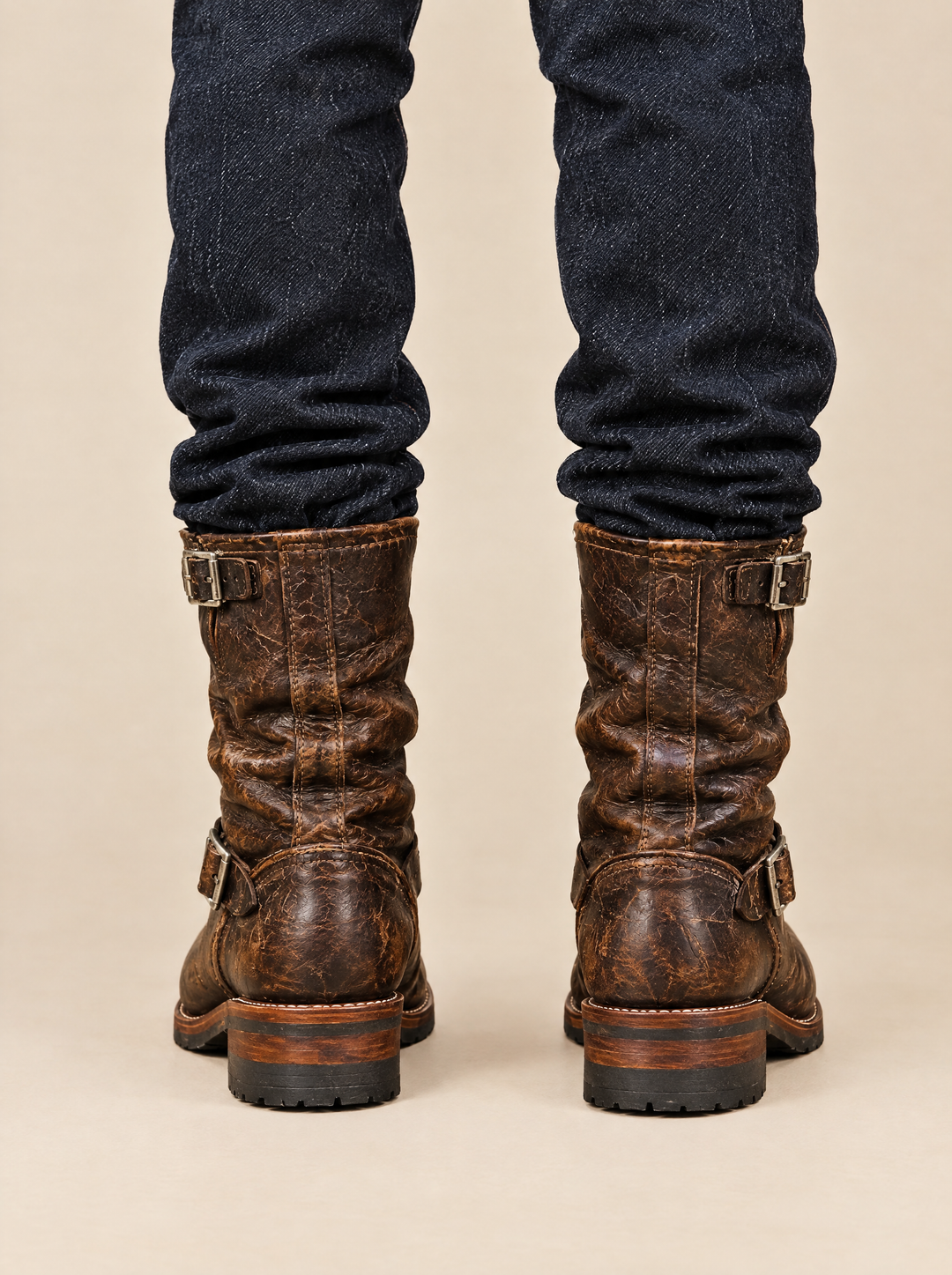 Austin leather boots, back view