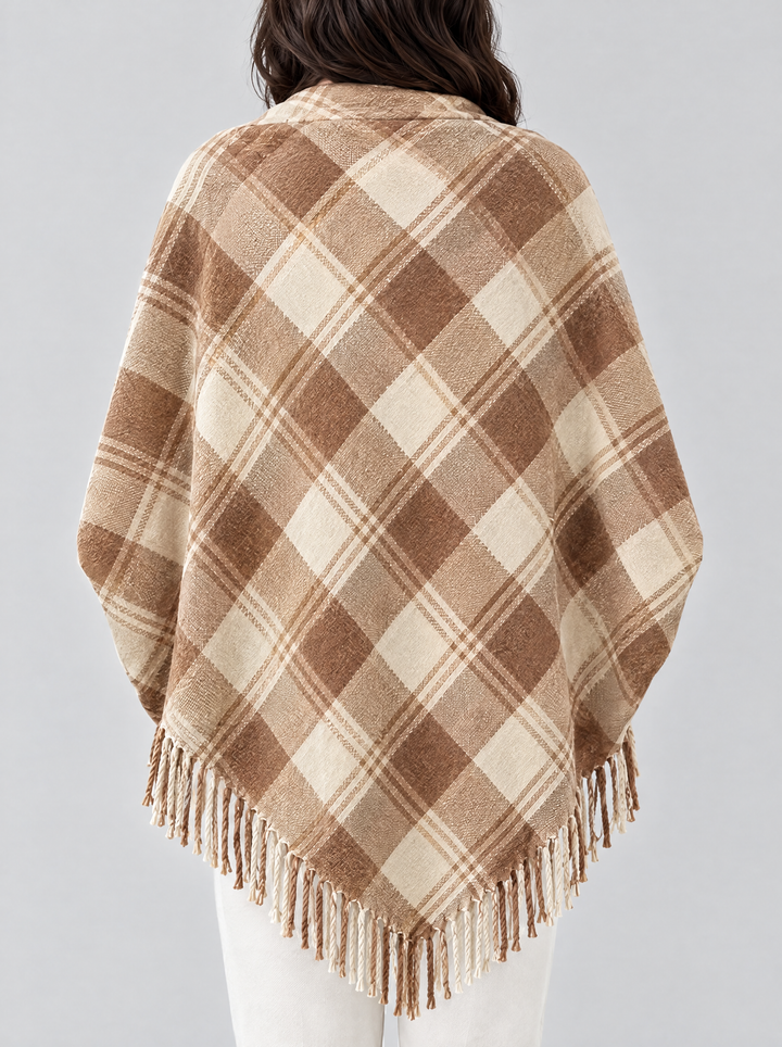 Coleen blanket scarf, back view, beige