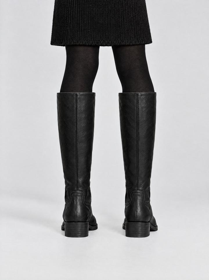 Megan knee high boots, back view, black