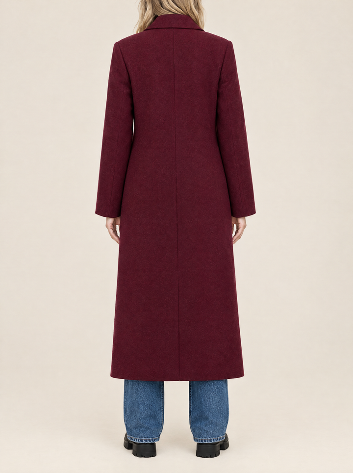 Celine coat, back view, burgundy