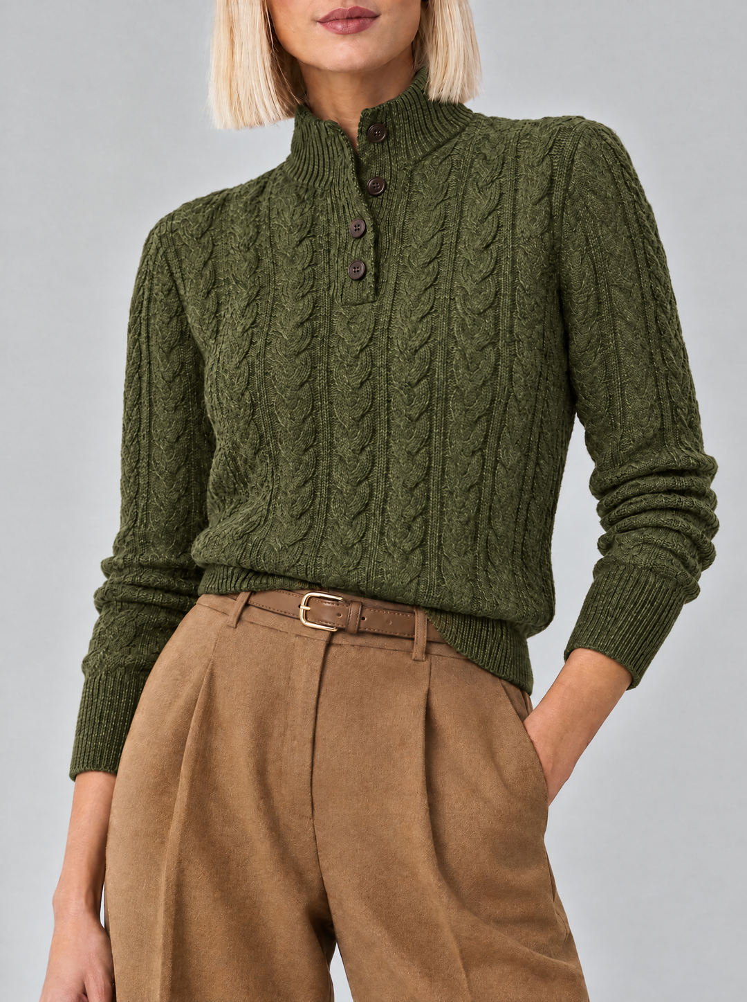 Arden cable knit sweater, Forest Green