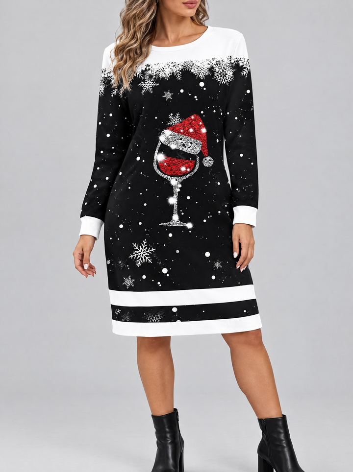 Noelle Christmas sweatshirt dress black, front view