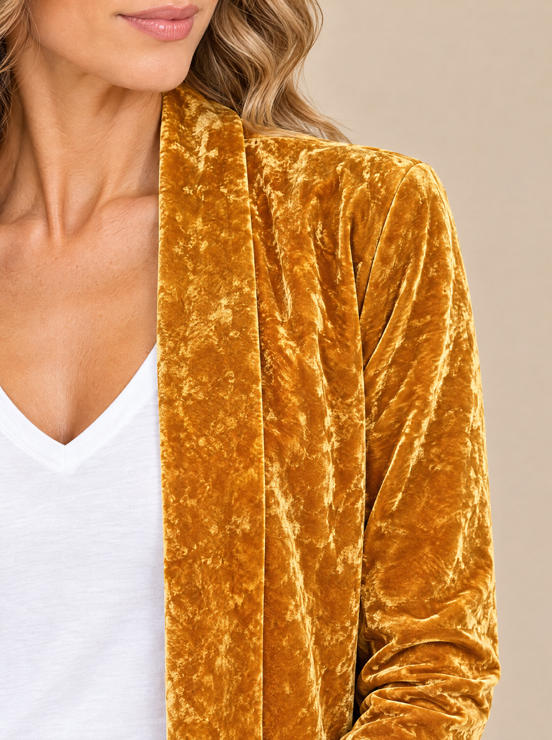 Ottilie velvet coat detail, crushed velvet texture
