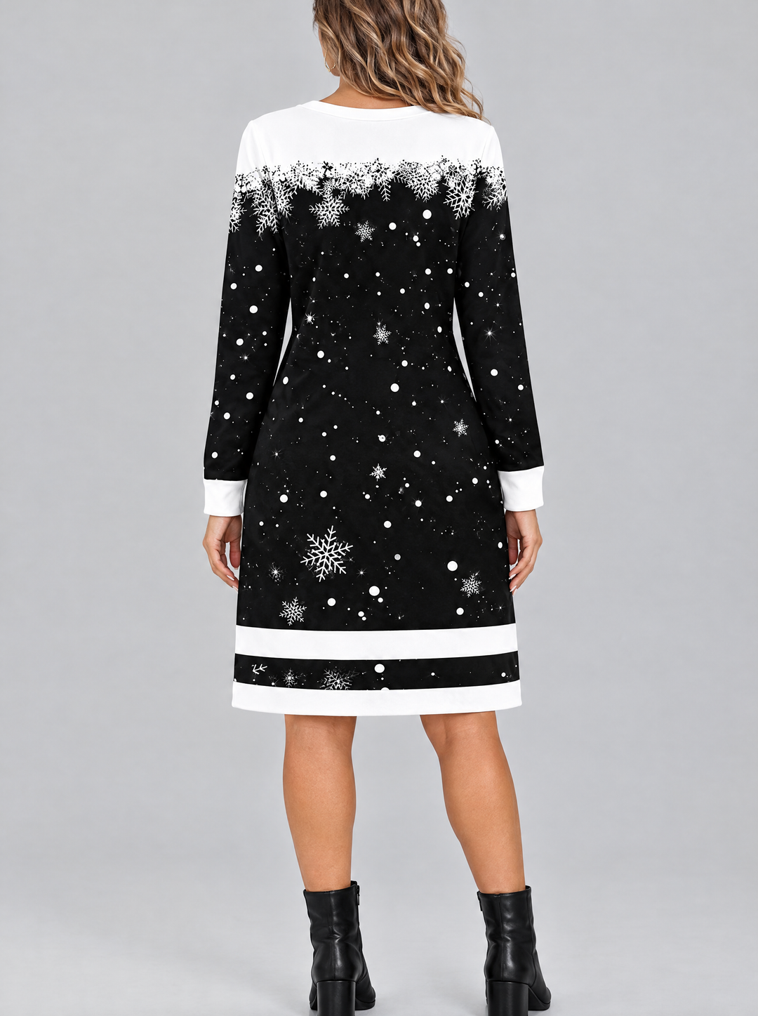 Noelle Christmas sweatshirt dress black, back view