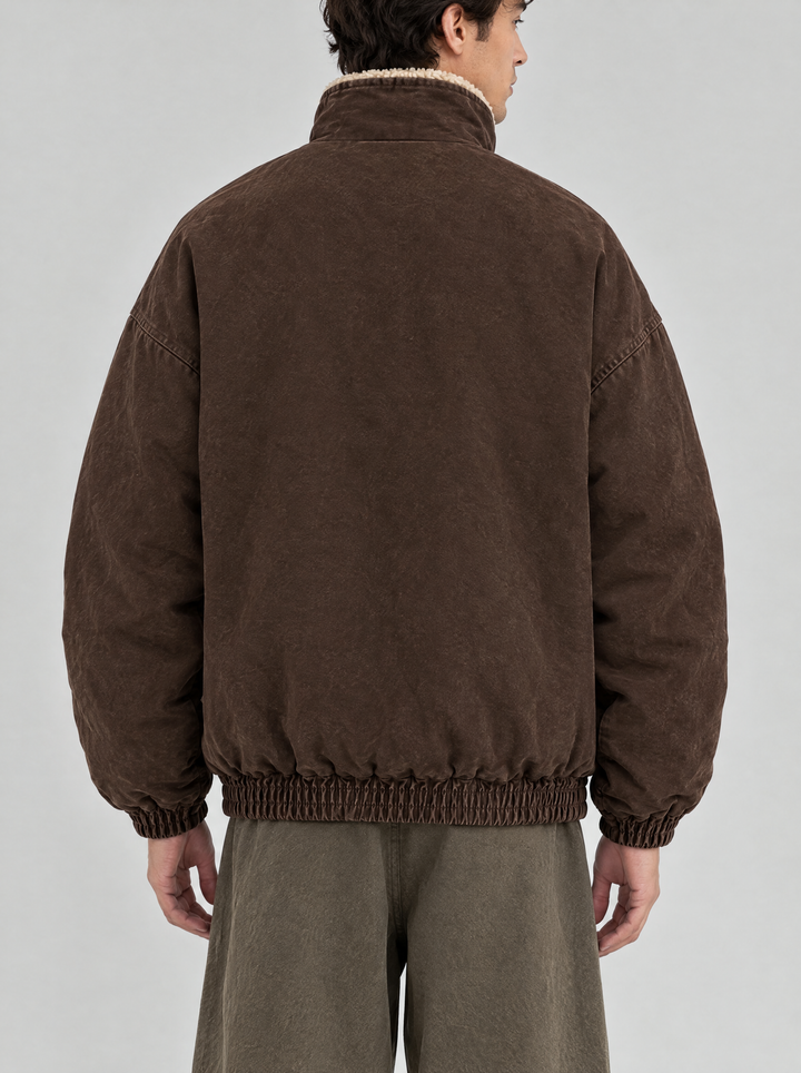 Callum sherpa lined zip jacket, back view