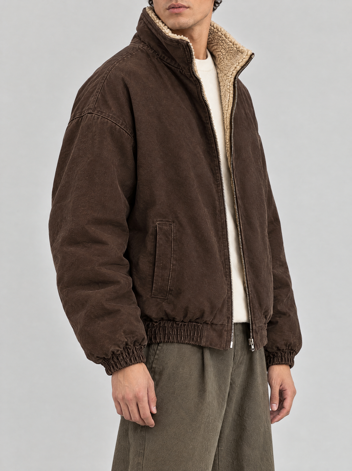 Callum sherpa lined zip jacket, side view