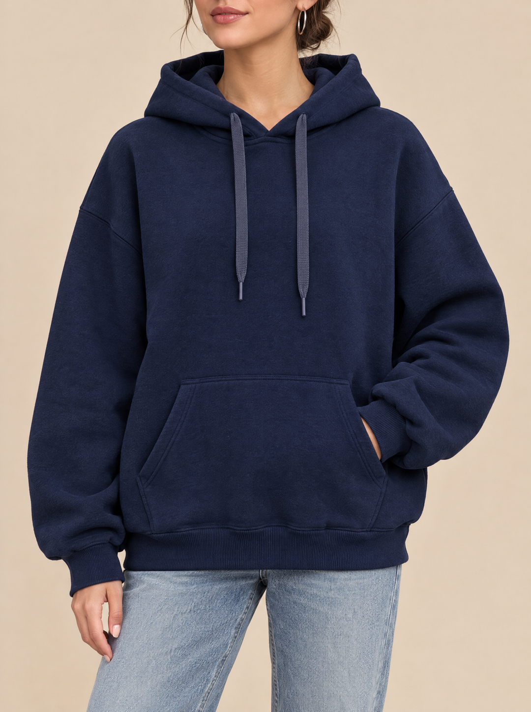 Esther oversized hoodie, navy, front view