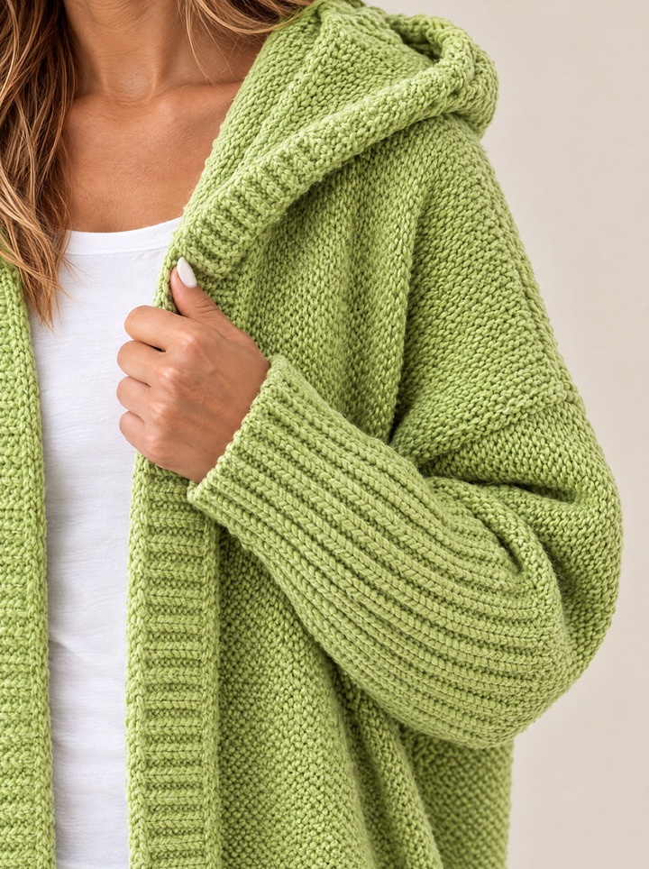 Odessa knit cardigan ribbed sleeve, detail view