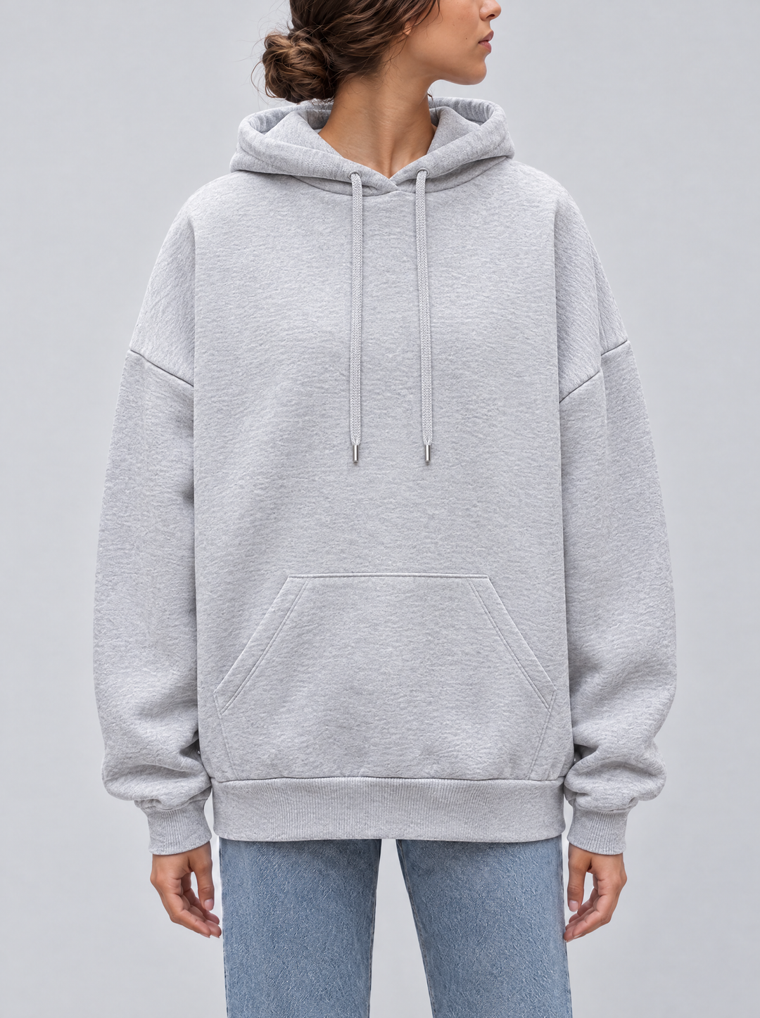 Seren oversized hoodie in gray, front view