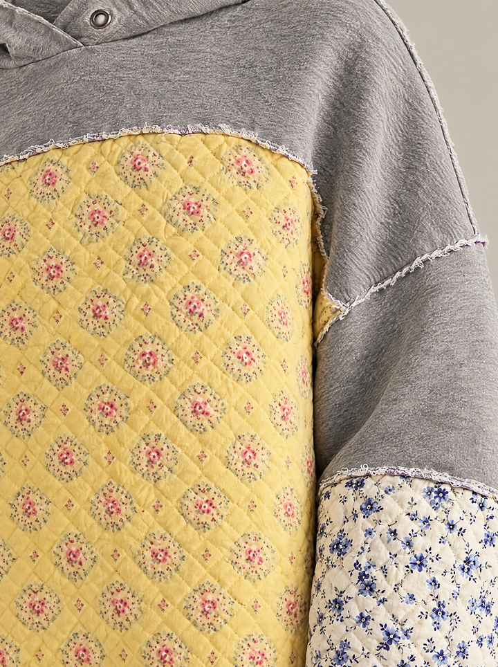 Clover quilted floral panel, detail view