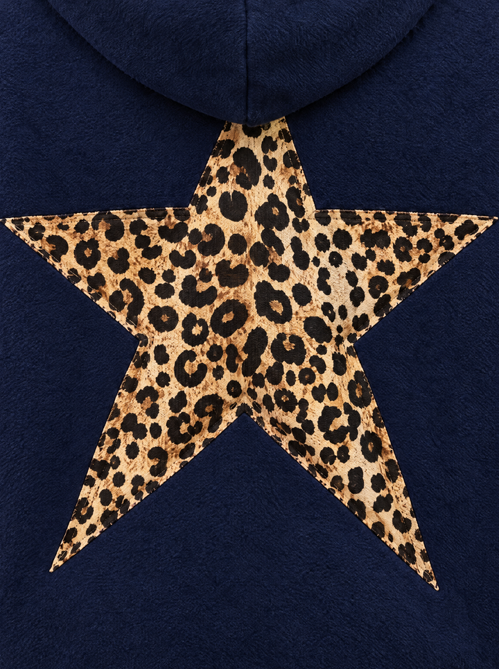 Esther hoodie leopard star print, detail view