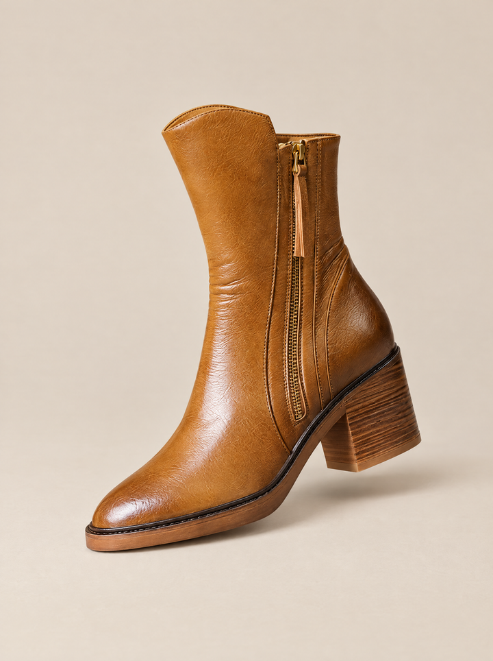 Selene heeled ankle boot, Cognac, product view