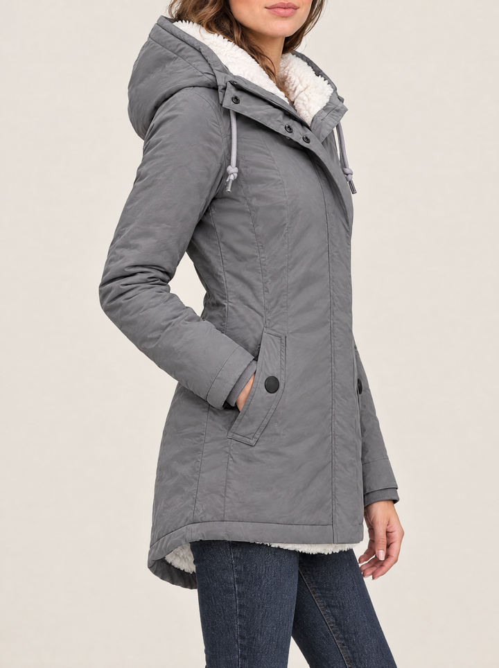 Maggie hooded winter jacket, Gray, side view