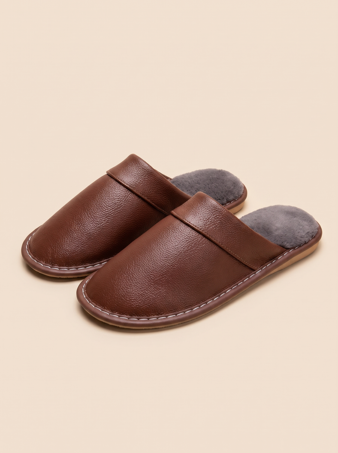 Robert slippers, brown, front view