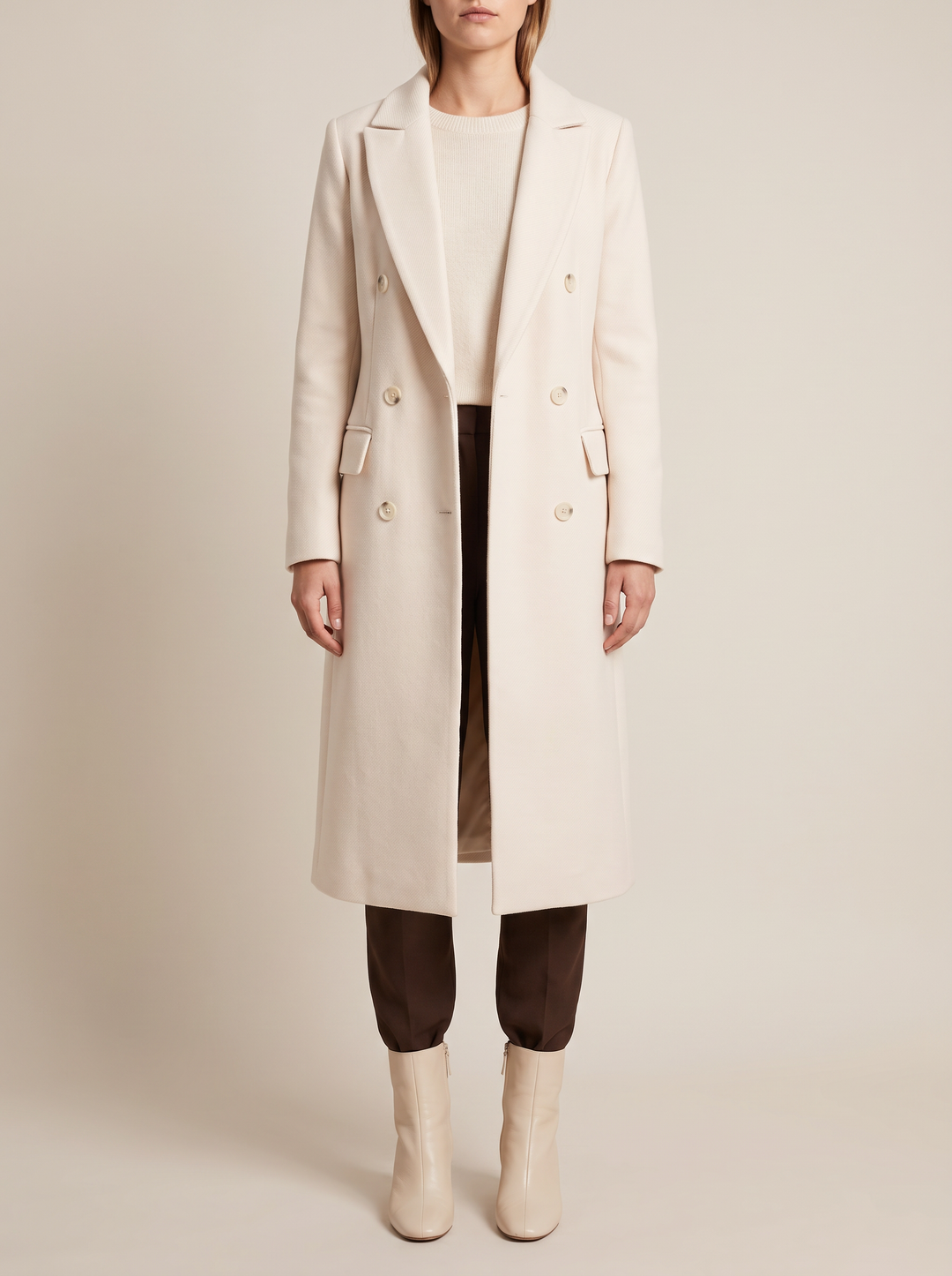 Ines coat, cream, front view