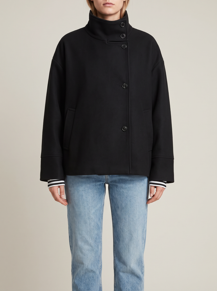 Freya coat, black, front view