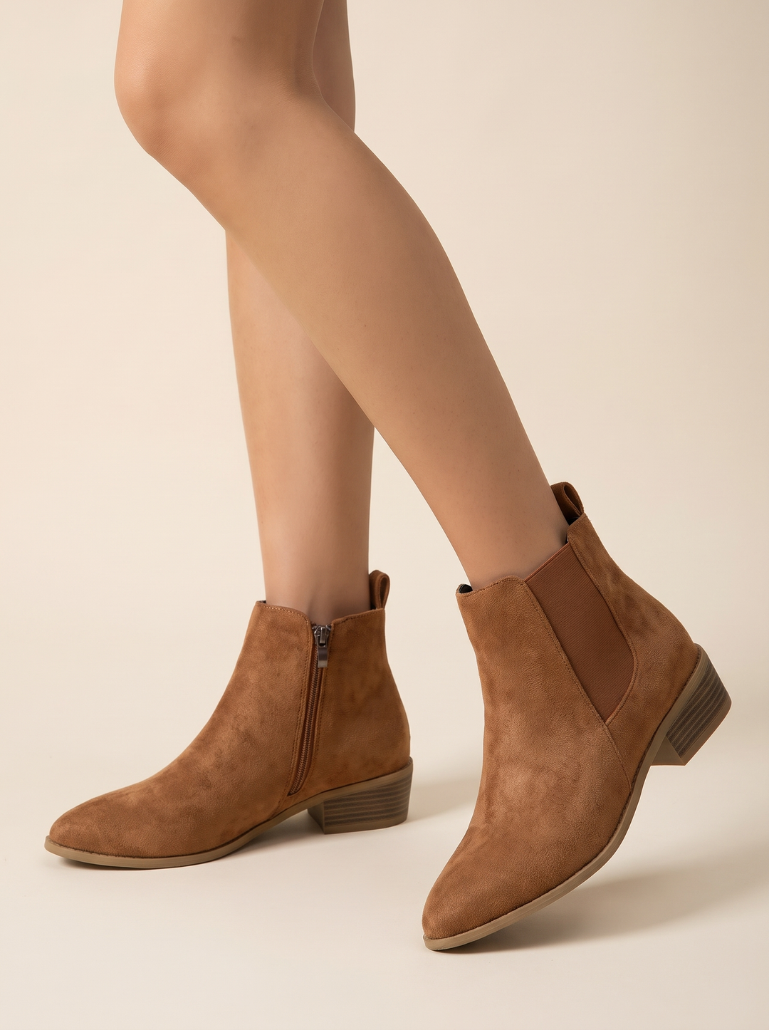 Anica chelsea boots, tan, front view