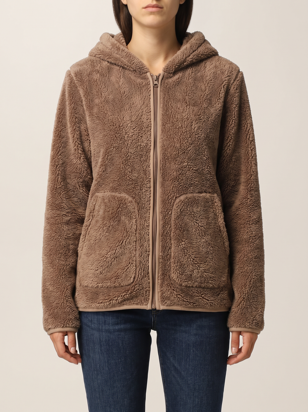 Wren jacket, mocha brown, front view