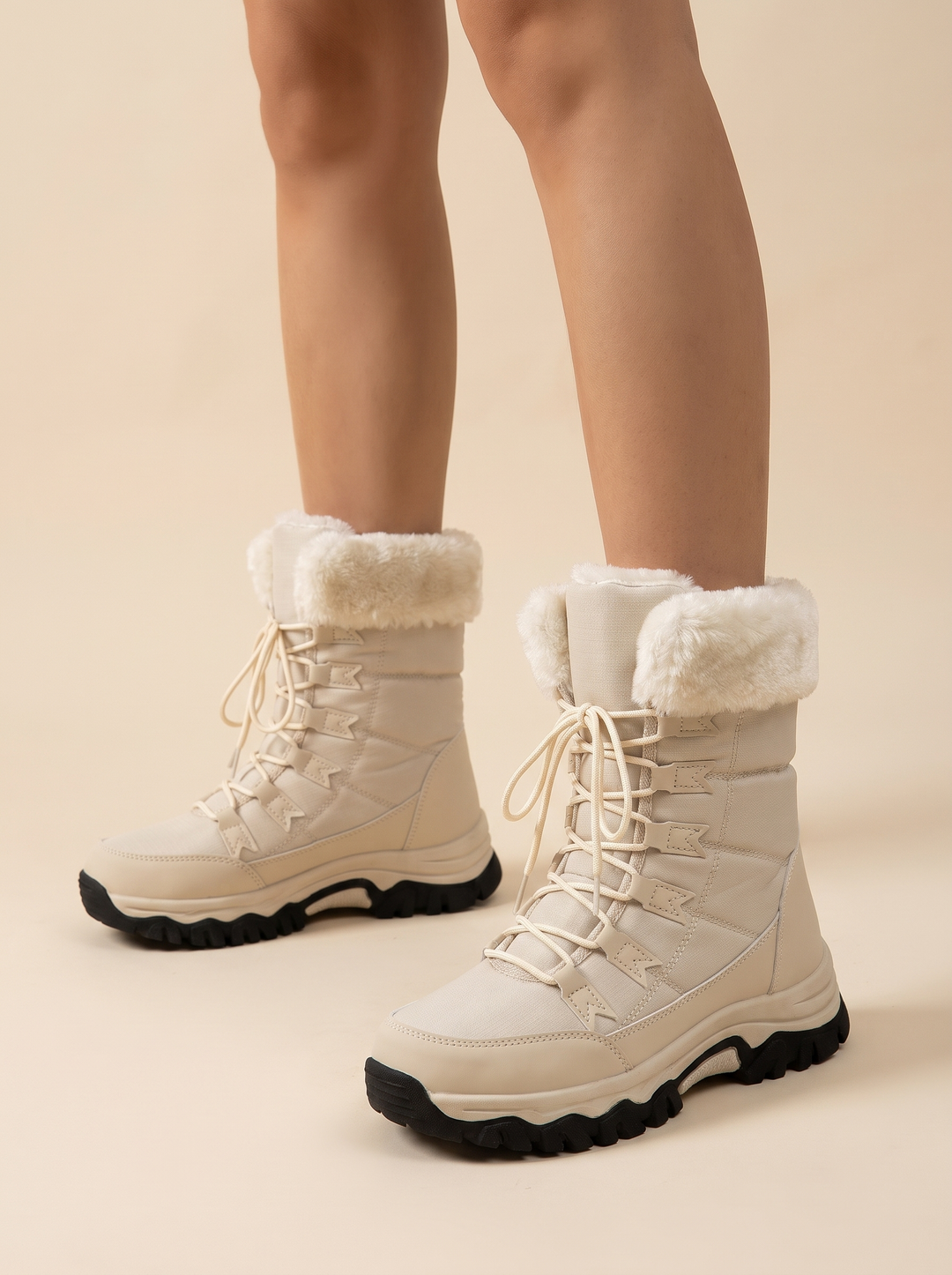 Aurora snow boots, beige, front view
