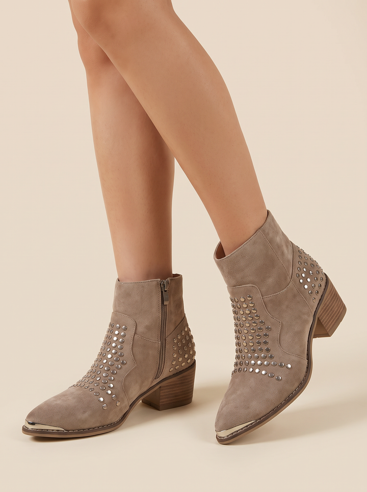 Talia ankle boots, taupe, front view