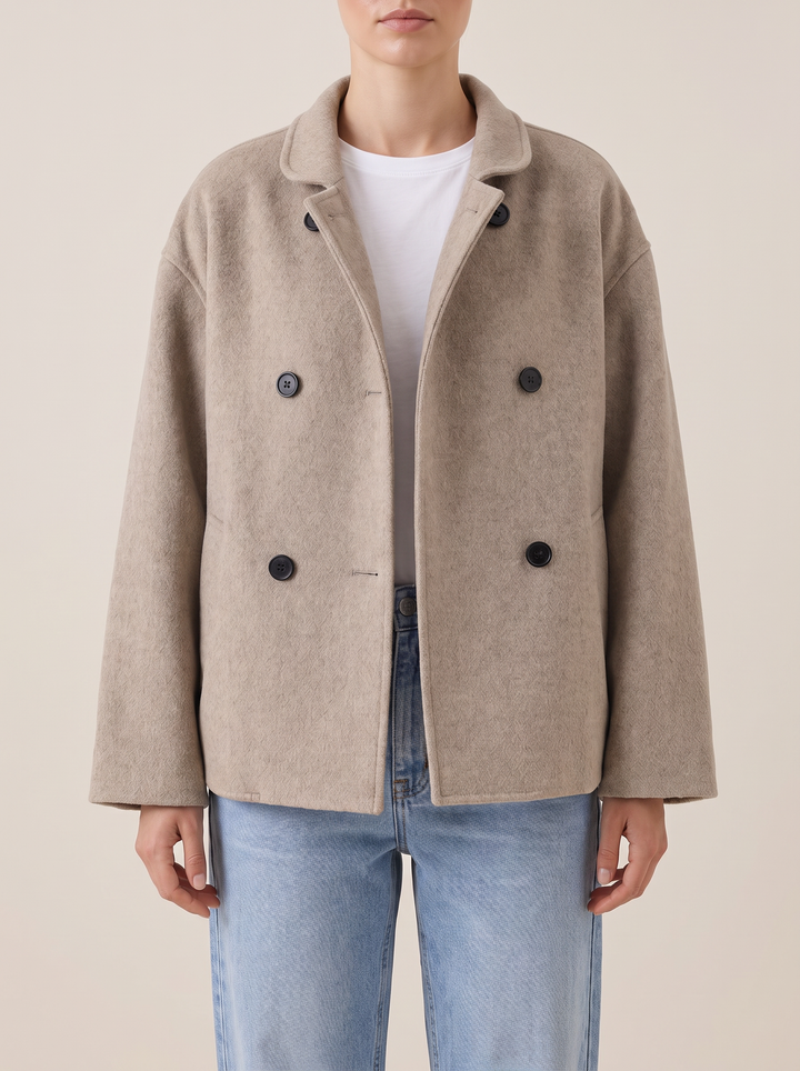 Nell shirt jacket, khaki, front view