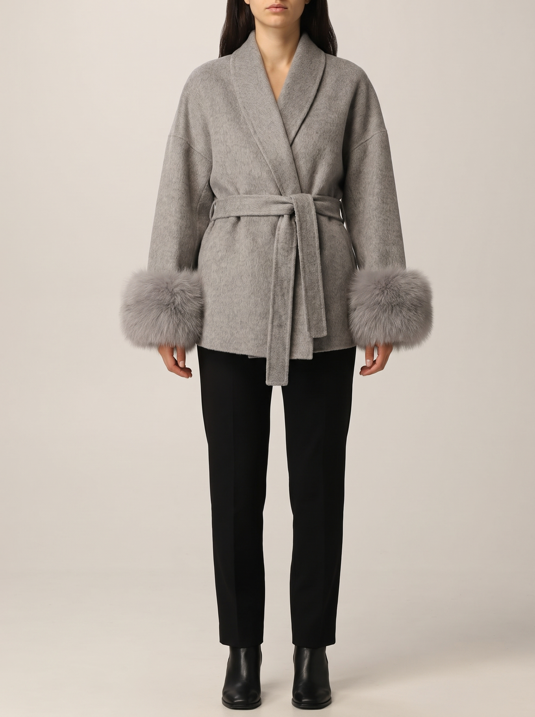 Grace coat, gray, front view