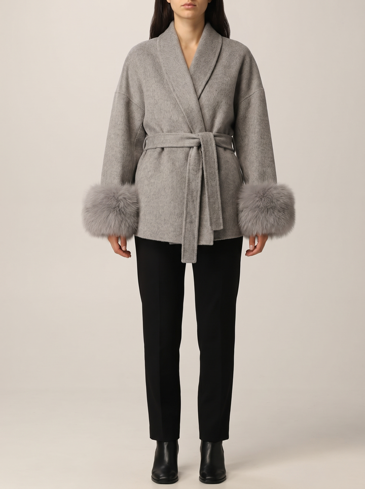 Grace coat, gray, front view