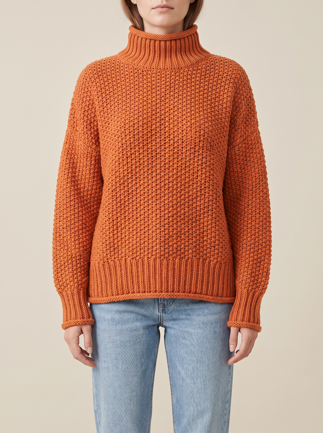 Maja turtleneck sweater, orange, front view
